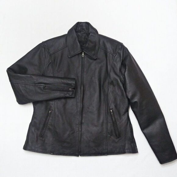 Vintage BIKER'S CLUB Leather Motorcycle Jacket 80's Biker Moto Black Unisex XL - Picture 15 of 15
